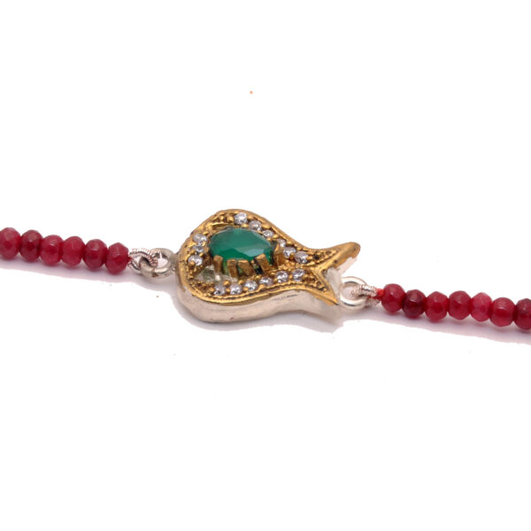 Gehna Jaipur Bracelet Of Natural Ruby Gemstone Faceted Beads With Fish Shape Motif For Girls & Women BS-1120