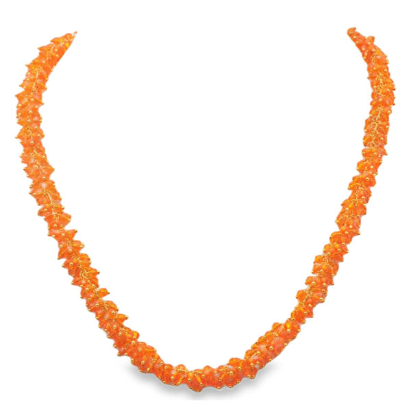Gehna Jaipur Mandarina Color Zirconia Imitation Bead Rosary Rosary Chain For Girls & Women CC-1126