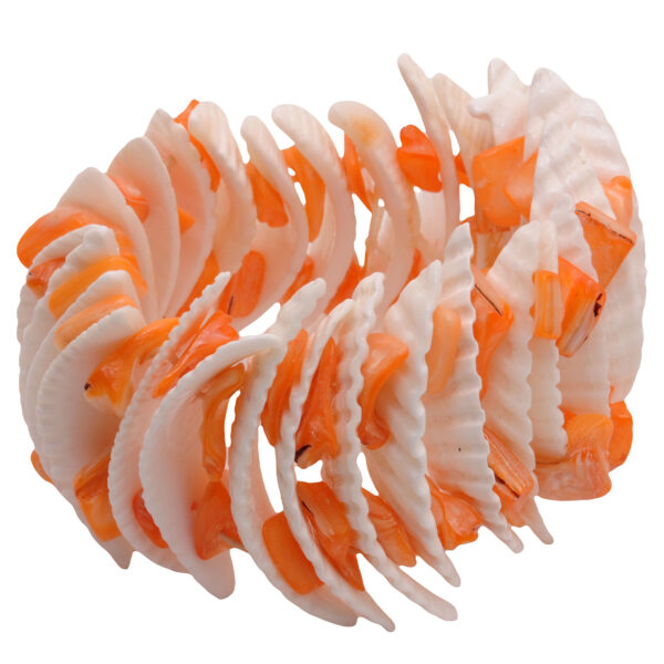 Gehna Jaipur White & Peach Color Handcrafted Sea Shell Pearl Bracelet/Adjustable Wrist Band  For Girls & Women BS-1130