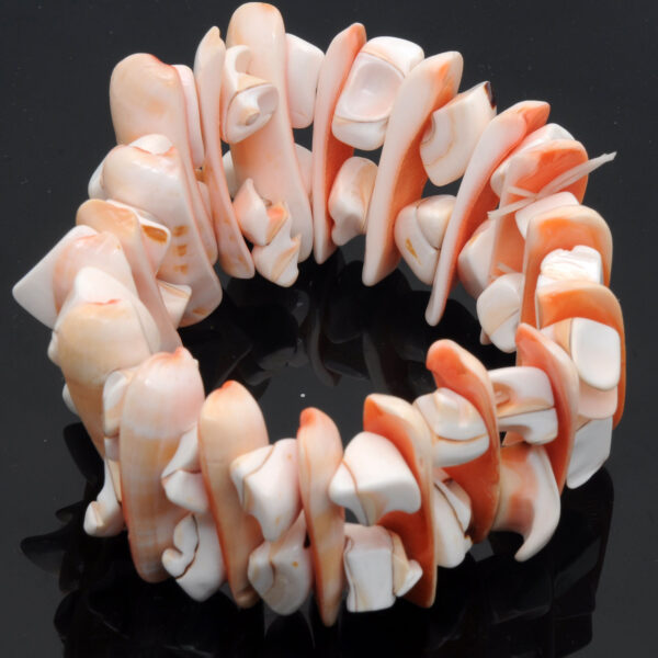 Gehna Jaipur White & Peach Color Handcrafted Sea Shell Pearl Bracelet/Adjustable Wrist Band  For Girls & Women BS-1132