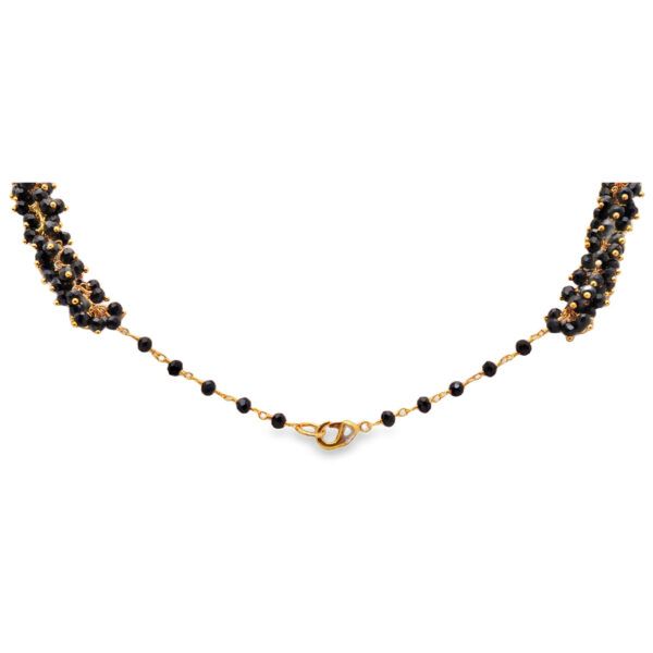 Gehna Jaipur Black Spinel Color Zirconia Bead Necklace Set Yellow Gold For Girls & Women CC-1147