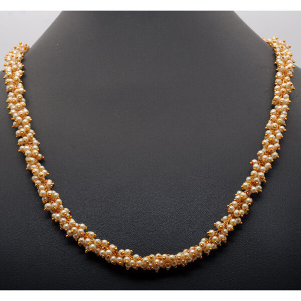 Gehna Jaipur Fine Quality Pearl Necklace Set Gold Rhodium Plating For Girls & Women CC-1151