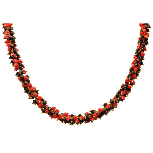 Gehna Jaipur Jasper & Black Spinel Color Zirconia Bead Necklace In Yellow Gold For Girls & Women CC-1161