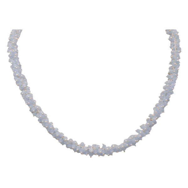 Gehna Jaipur Blue Chalcedony Color Zirconia Bead Necklace Silver Rhodium Plating For Girls & Women CC-1163