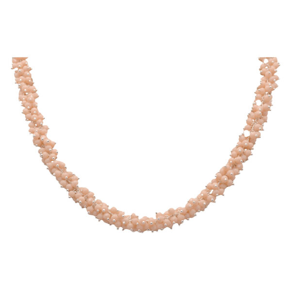 Gehna Jaipur Pink Opal Color Zirconia Bead Necklace Silver Rhodium Plating Pollish For Girls & Women CC-1165