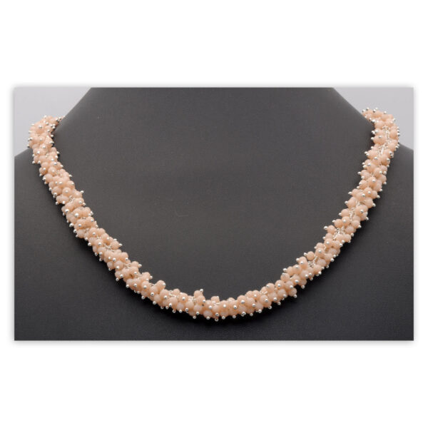 Gehna Jaipur Pink Opal Color Zirconia Bead Necklace Silver Rhodium Plating Pollish For Girls & Women CC-1165