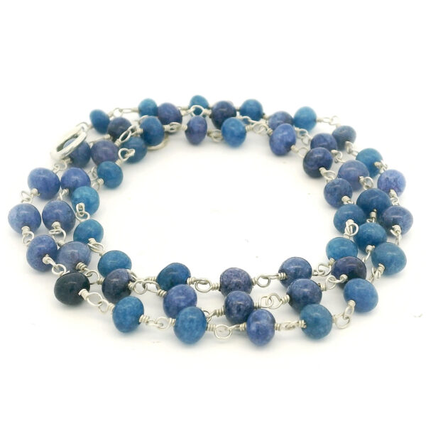 Gehna Jaipur Blue Sapphire Gemstone Bead Chain Knotted In .925 Sterling Silver For Girls & Women CP-1084