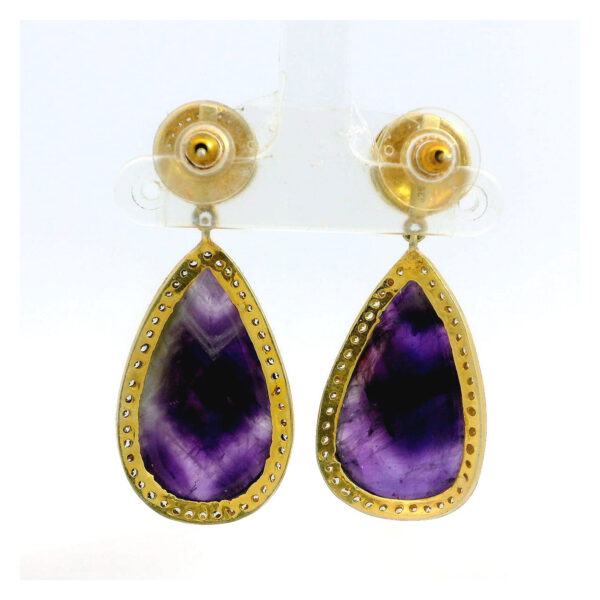 Gehna Jaipur Moissanite Stone Amethyst Gemstone Studded Earrings In 925 Silver For Women For Girls & Women SE01-1100