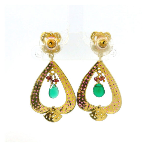 Gehna Jaipur Ruby & Emerald Gemstone Studded 925 Sterling Silver Earring For Girls & Women SE01-1103