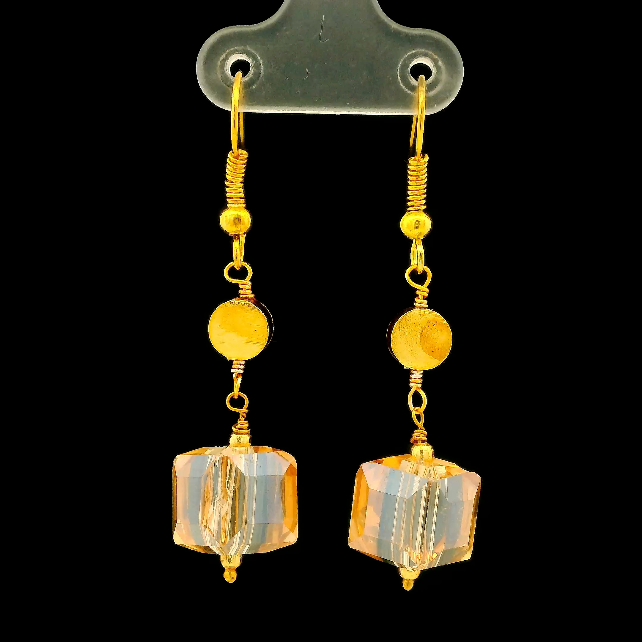 Gehna Jaipur Austrian Crystal Cube Drop Dangle Earrings Fashion Hypoallergenic Jewelry ( Citrine ) For Girls & Women ES-1933