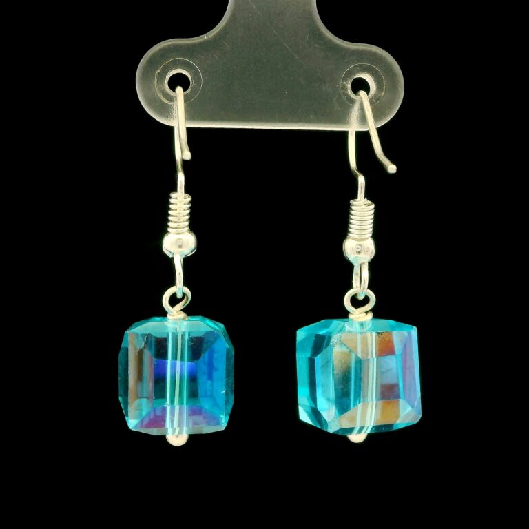 Gehna Jaipur Austrian Crystal Cube Drop Dangle Earrings Fashion Hypoallergenic Jewelry ( Blue Topaz ) For Girls & Women ES-1934