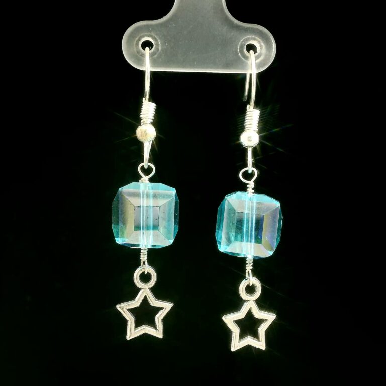 Gehna Jaipur Austrian Crystal Cube Drop Dangle Earrings Fashion Hypoallergenic Jewelry ( Blue Topaz ) For Girls & Women ES-1940