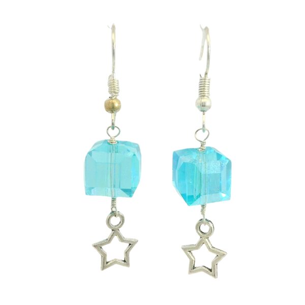 Gehna Jaipur Austrian Crystal Cube Drop Dangle Earrings Fashion Hypoallergenic Jewelry ( Blue Topaz ) For Girls & Women ES-1940