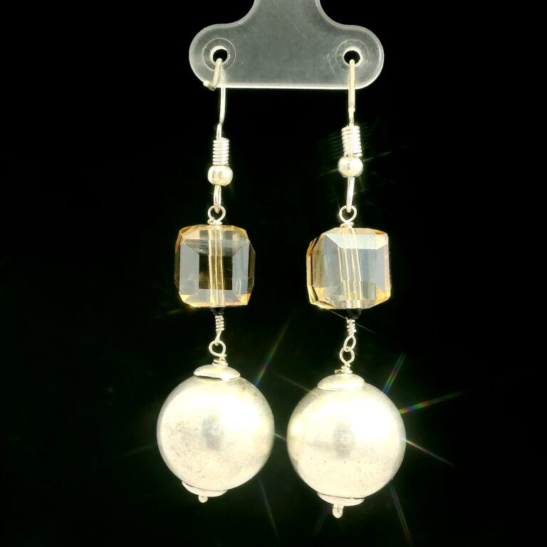 Gehna Jaipur Austrian Crystal Cube Drop Dangle Earrings Fashion Hypoallergenic Jewelry ( Citrine ) For Girls & Women ES-1941