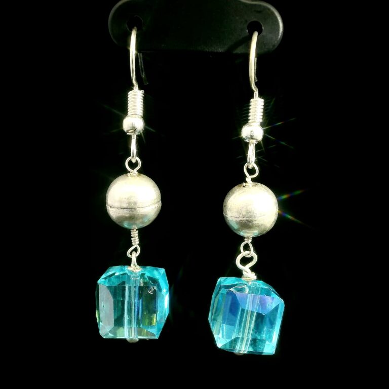 Gehna Jaipur Austrian Crystal Cube Drop Dangle Earrings Fashion Hypoallergenic Jewelry ( Blue Topaz ) For Girls & Women ES-1943
