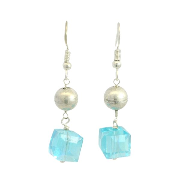 Gehna Jaipur Austrian Crystal Cube Drop Dangle Earrings Fashion Hypoallergenic Jewelry ( Blue Topaz ) For Girls & Women ES-1943