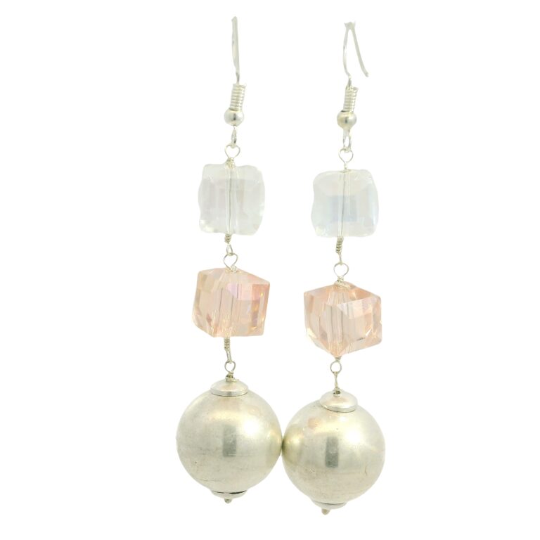 Gehna Jaipur Austrian Crystal Cube Drop Dangle Earrings Fashion Hypoallergenic Jewelry ( Kunzite, Crystal ) For Girls & Women ES-1944