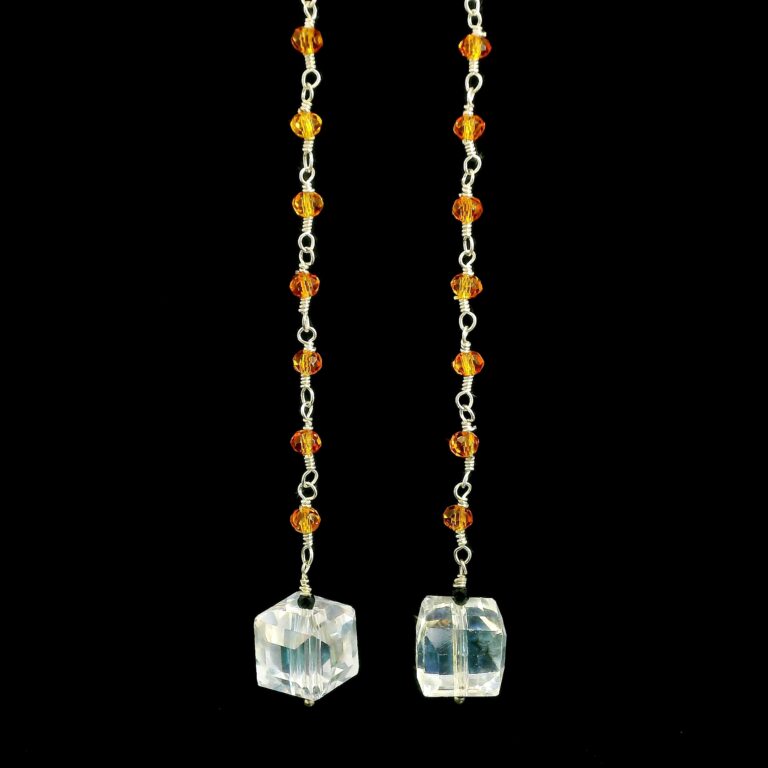 Gehna Jaipur Austrian Crystal Cube Drop Dangle Earrings Fashion Hypoallergenic Jewelry ( Carnelian, Crystal ) For Girls & Women ES-1946