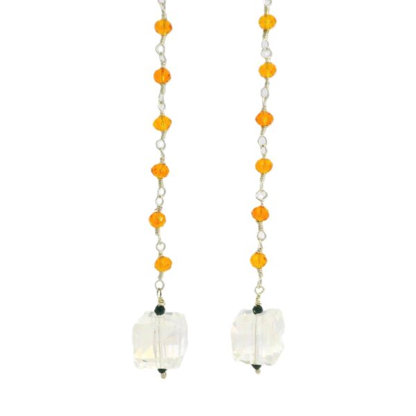 Gehna Jaipur Austrian Crystal Cube Drop Dangle Earrings Fashion Hypoallergenic Jewelry ( Carnelian, Crystal ) For Girls & Women ES-1946