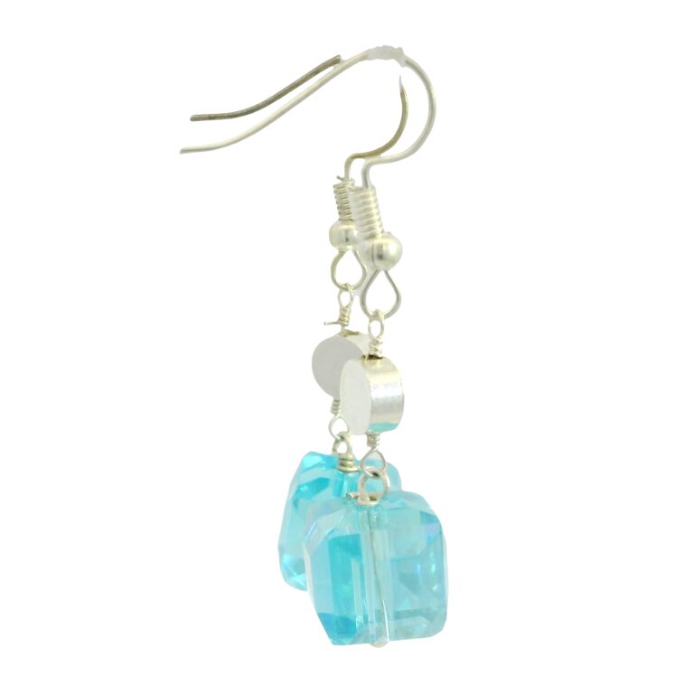 Gehna Jaipur Austrian Crystal Cube Drop Dangle Earrings Fashion Hypoallergenic Jewelry ( Blue Topaz ) For Girls & Women ES-1947