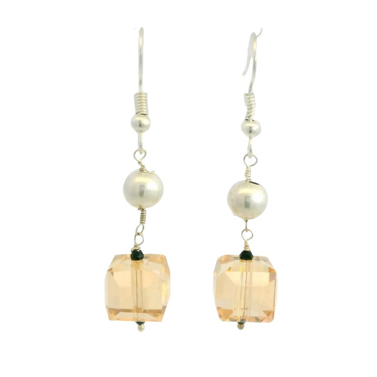 Gehna Jaipur Austrian Crystal Cube Drop Dangle Earrings Fashion Hypoallergenic Jewelry ( Citrine ) For Girls & Women ES-1948