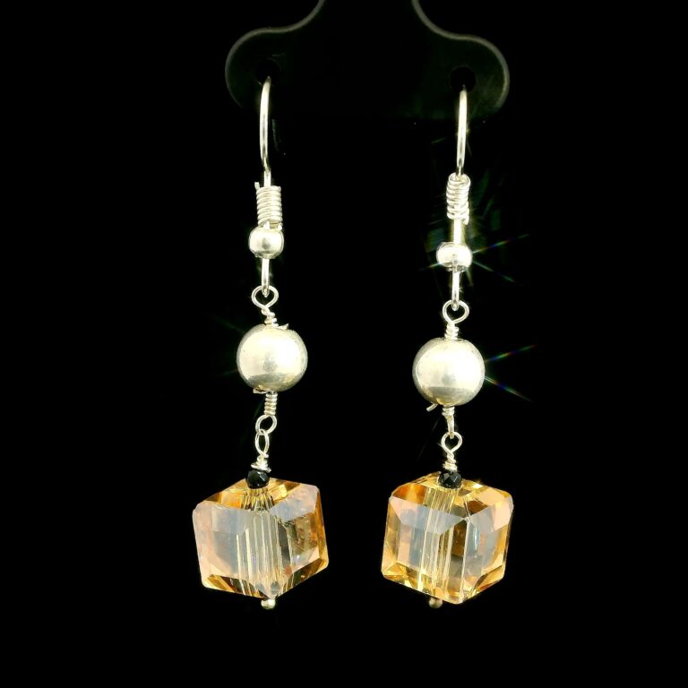 Gehna Jaipur Austrian Crystal Cube Drop Dangle Earrings Fashion Hypoallergenic Jewelry ( Citrine ) For Girls & Women ES-1948