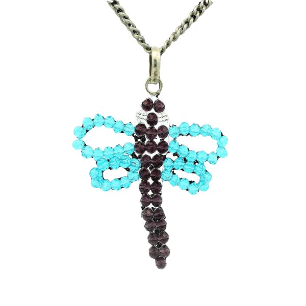 Gehna Jaipur Butterfly Shape Amethyst & Blue Topaz Gemstone Beaded Pendant For Girls & Women BP-1011