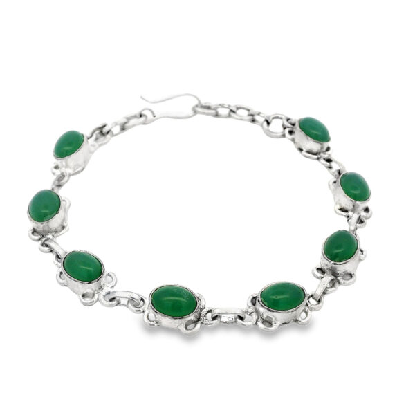 Gehna Jaipur Green Jade Gemstone Studded 925 Sterling Silver Bracelet For Girls & Women SB-1060