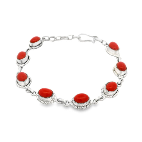 Gehna Jaipur Red Jasper Gemstone Studded 925 Sterling Silver Bracelet For Girls & Women SB-1062