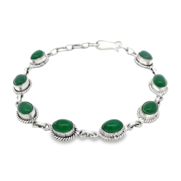 Gehna Jaipur Green Jade Gemstone Studded 925 Sterling Silver Bracelet For Girls & Women SB-1063