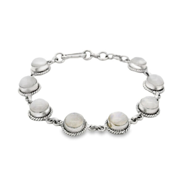 Gehna Jaipur Moonstone Gemstone Studded 925 Sterling Silver Bracelet For Girls & Women SB-1064