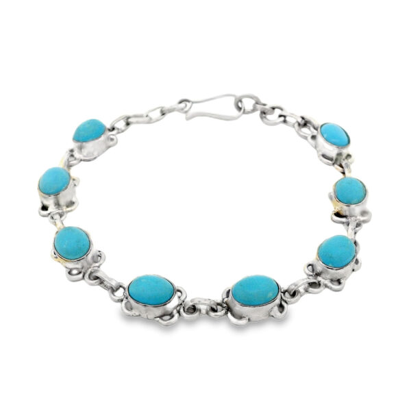 Gehna Jaipur Turquoise Gemstone Studded 925 Sterling Silver Bracelet For Girls & Women SB-1066