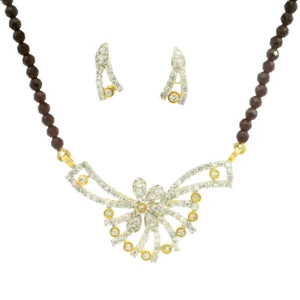 Gehna Jaipur Ruby Faceted Bead With Tanmaniya Pendant & Earring Set For Girls & Women FN-1098