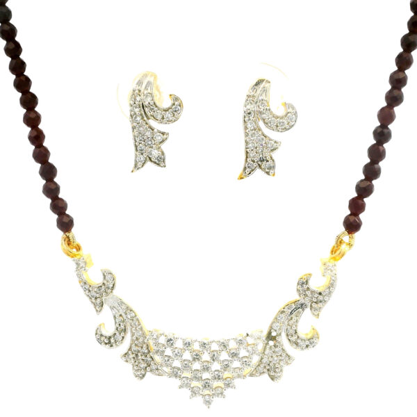 Gehna Jaipur Ruby Faceted Bead With Tanmaniya Pendant & Earring Set For Girls & Women FN-1101