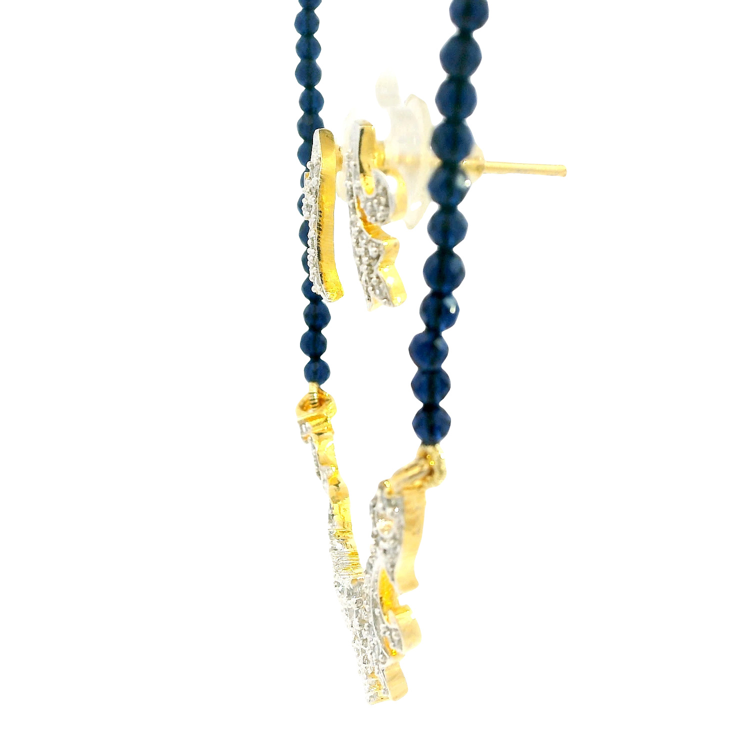 Gehna Jaipur Blue Sapphire Faceted Bead With Tanmaniya Pendant & Earring Set For Girls & Women FN-1103 - Image 4