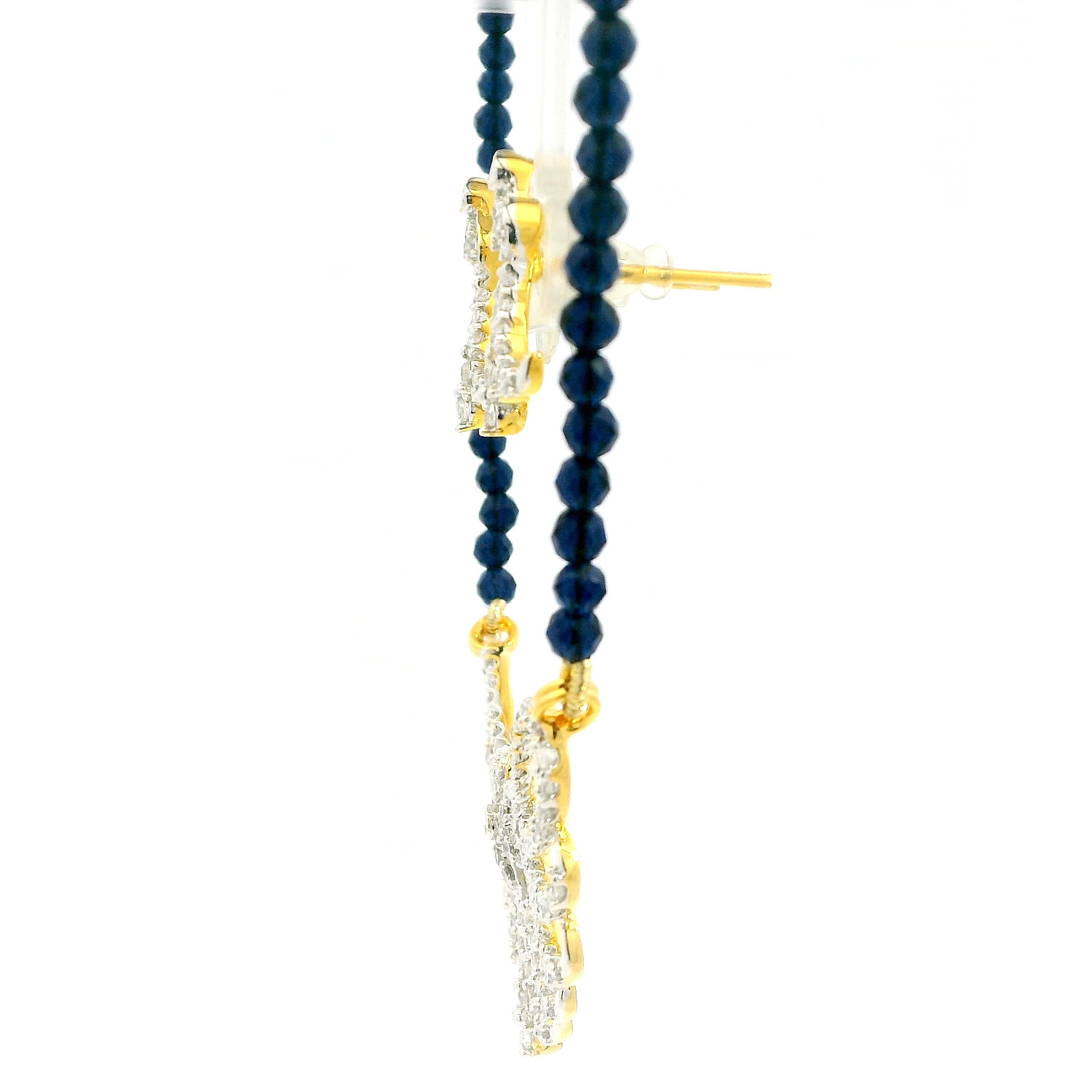 Gehna Jaipur Blue Sapphire Faceted Bead With Tanmaniya Pendant & Earring Set For Girls & Women FN-1105 - Image 4