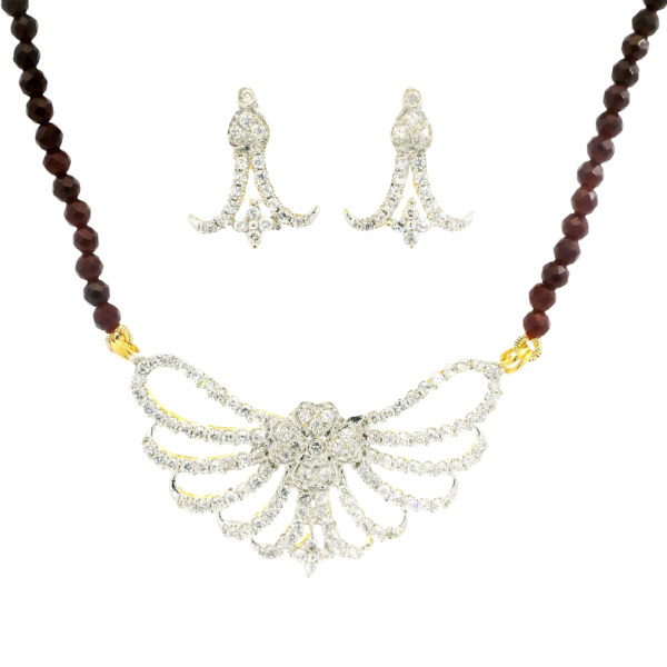 Gehna Jaipur Ruby Faceted Bead With Tanmaniya Pendant & Earring Set For Girls & Women FN-1106
