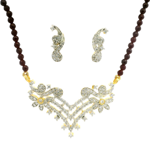 Gehna Jaipur Ruby Faceted Bead With Tanmaniya Pendant & Earring Set For Girls & Women FN-1109