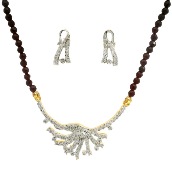 Gehna Jaipur Ruby Faceted Bead With Tanmaniya Pendant & Earring Set For Girls & Women FN-1111
