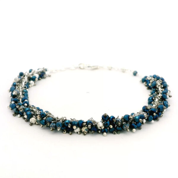 Gehna Jaipur Blue Pyrite Zircon Beads Bracelet In Silver For Girls & Women CB-1117