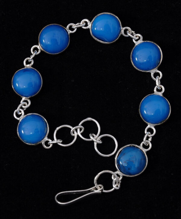 Gehna Jaipur – Blue Color Chalcedony Stone  Bracelet In Silver For Girls & Women GB-1149
