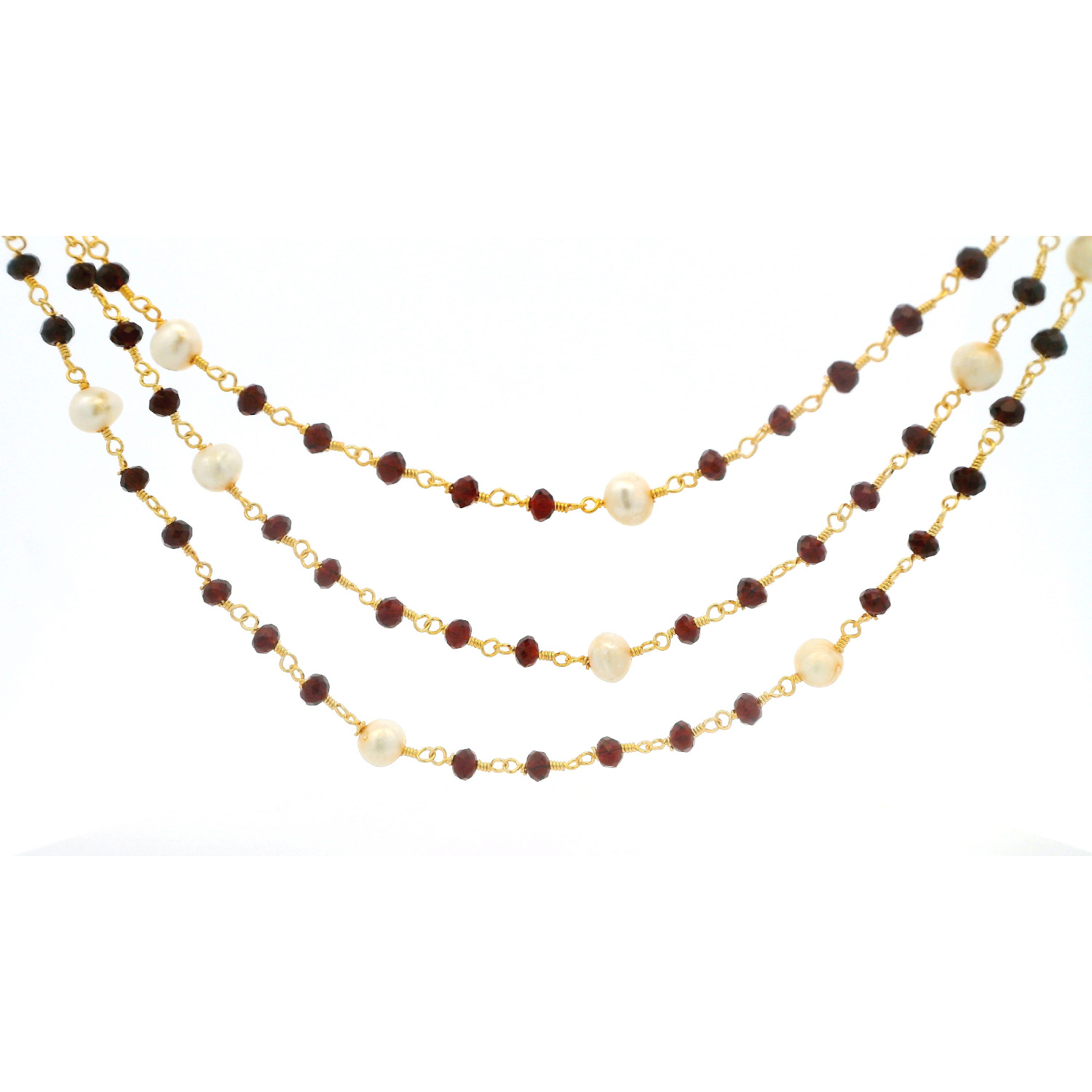 Gehna Jaipur Natural Fresh Water Pearls & Red Garnet Beads Necklace For Girls & Women CM-1156 - Image 2