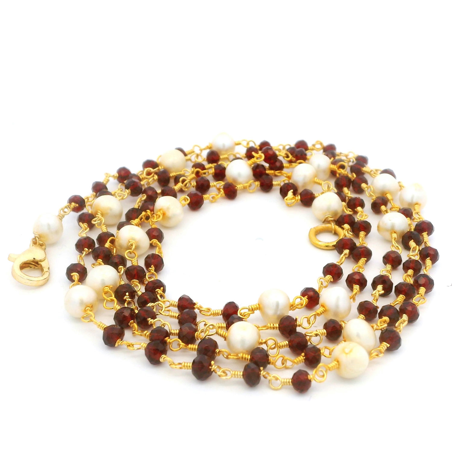 Gehna Jaipur Natural Fresh Water Pearls & Red Garnet Beads Necklace For Girls & Women CM-1156 - Image 5