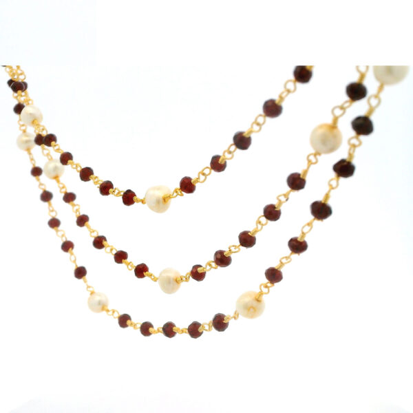 Gehna Jaipur Natural Fresh Water Pearls & Red Garnet Beads Necklace For Girls & Women CM-1156