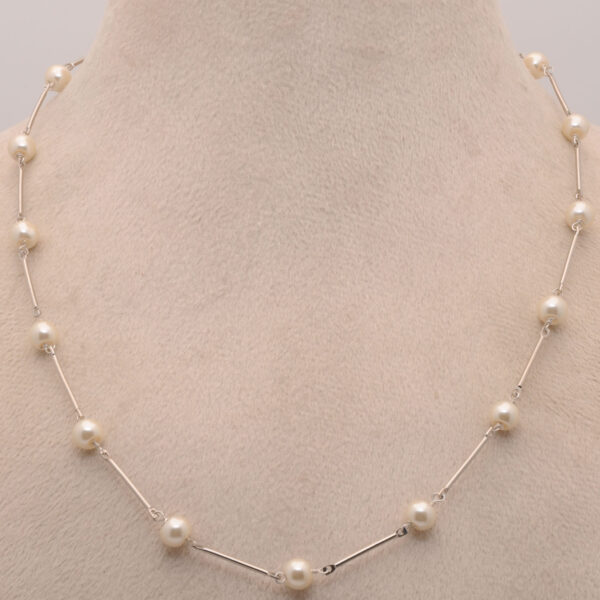 Gehna Jaipur Pearl Chain With Silver Elements For Girls & Women CM-1172