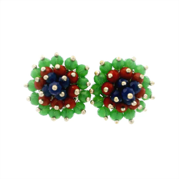 Gehna Jaipur Emerald Ruby Sapphire Zircon Beads Earrings For Girls & Women CE-1186