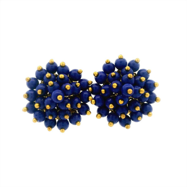 Gehna Jaipur Lapis Lazuli Zircon Beads Earrings In Yellow Gold Plating For Girls & Women CE-1187