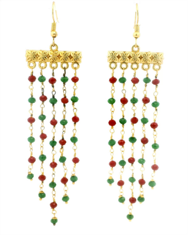 Gehna Jaipur Ruby & Emerald Gemstone Earrings Made In .925 Sterling Silver For Girls & Women ES-1951