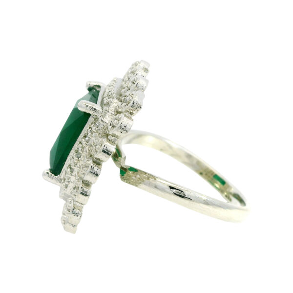 Gehna Jaipur Green Tourmaline Color Stone & Cubic Zirconia Studded Ring Adjustable Size For Girls & Women FR-1149