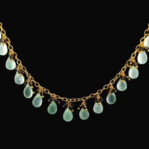 Gehna Jaipur Aquamarine Drops & Amethyst Gemstone Beads Necklace In .925 Sterling Silver  For Girls & Women CS-1225